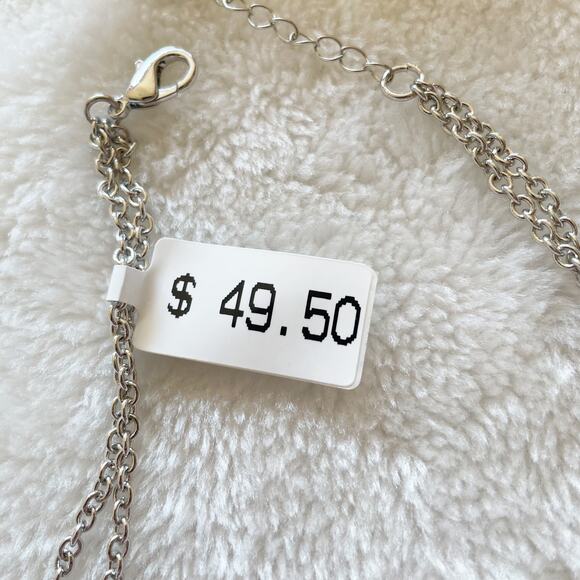 Macy’s Two Row Layered Y Necklace Silver Blue Linked Rings NWOT - Picture 8 of 9